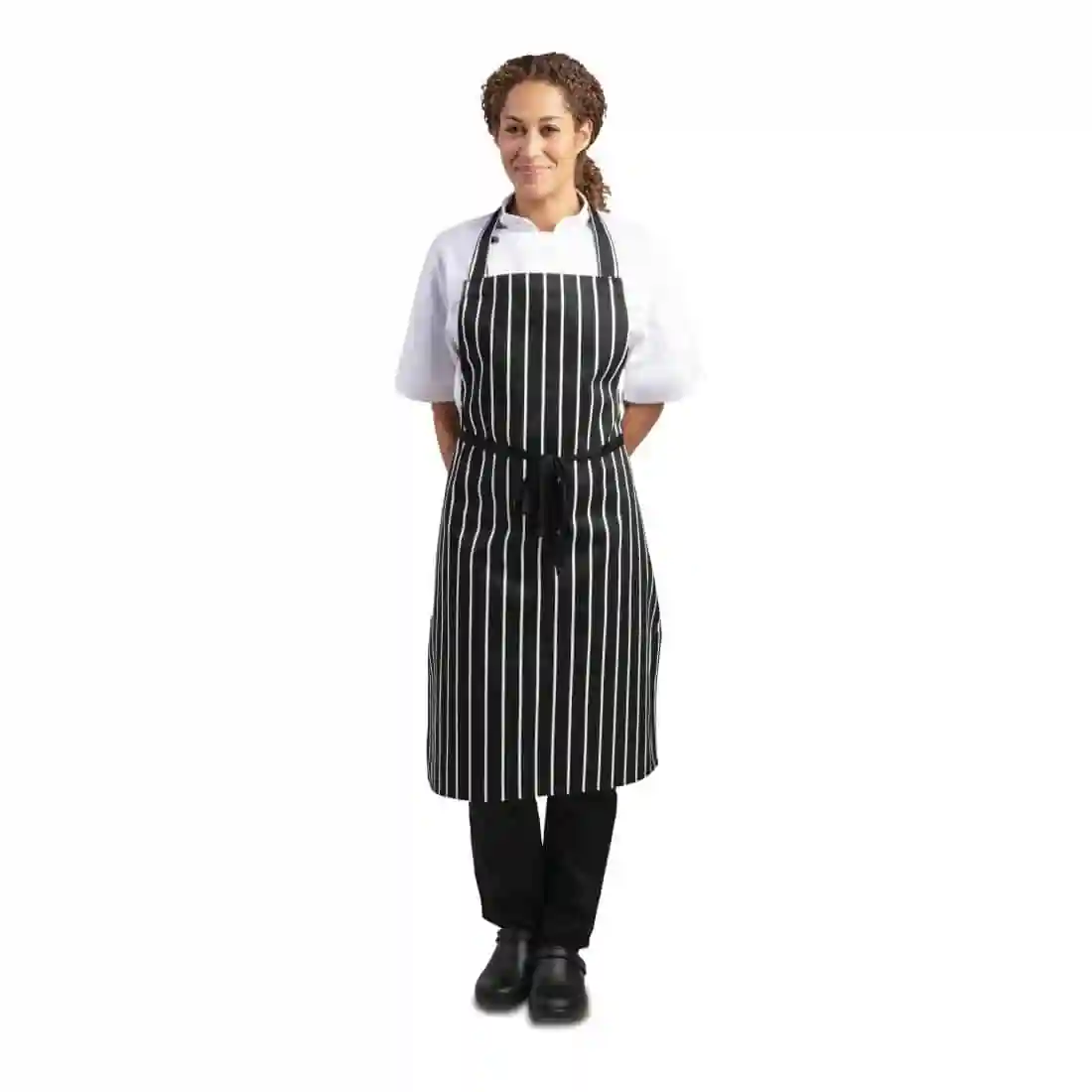 Whites Bib Apron Butchers Stripe Black - Image 2