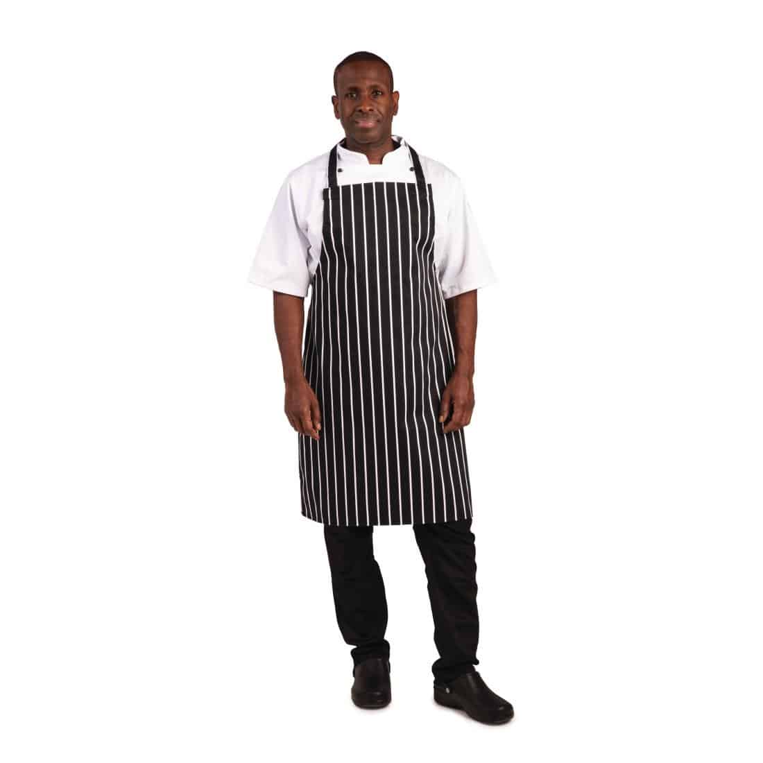 Whites Bib Apron Butchers Stripe Black - Image 9