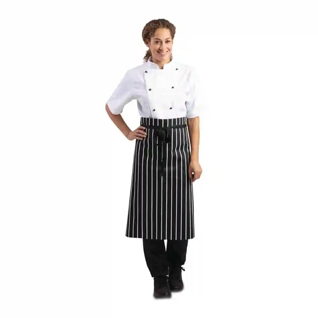 Whites Butchers Waist Apron Black and White Stripe - Image 2