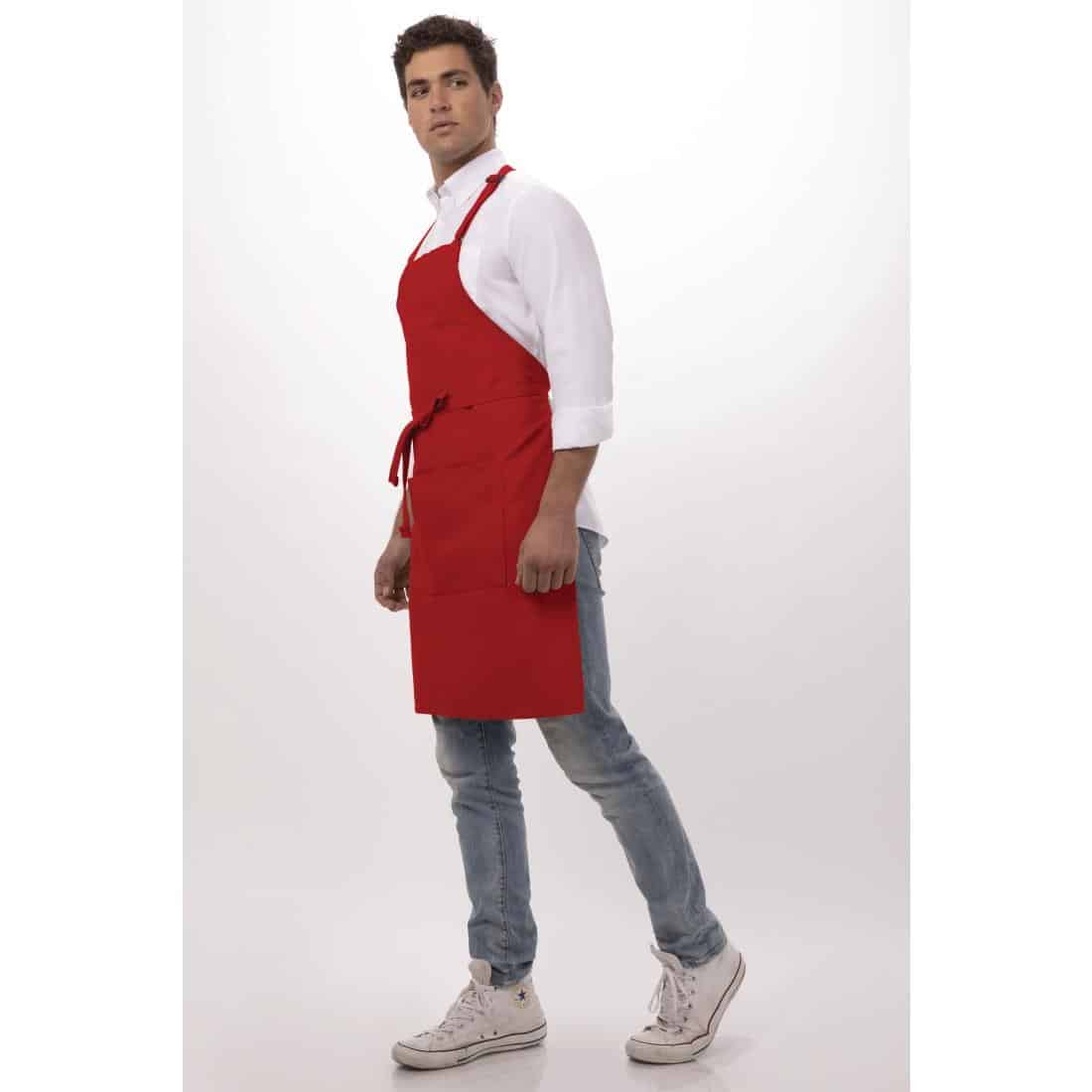 Chef Works Bib Apron Red - Image 5