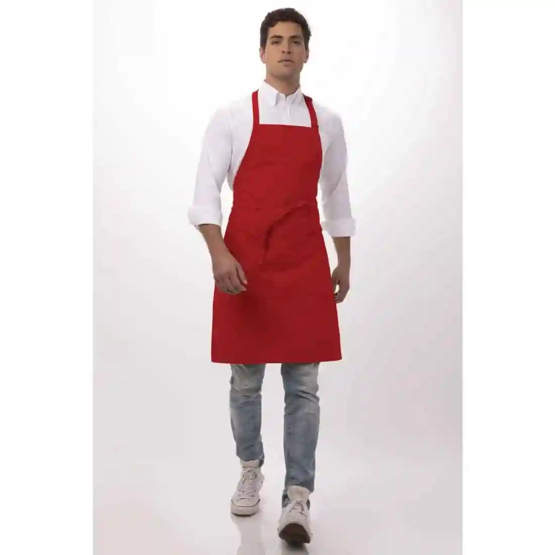 Chef Works Bib Apron Red - Image 2