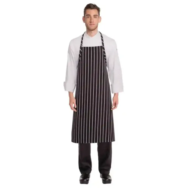 Chef Works Premium Woven Bib Apron Black and White Stripe by Chef Works ...