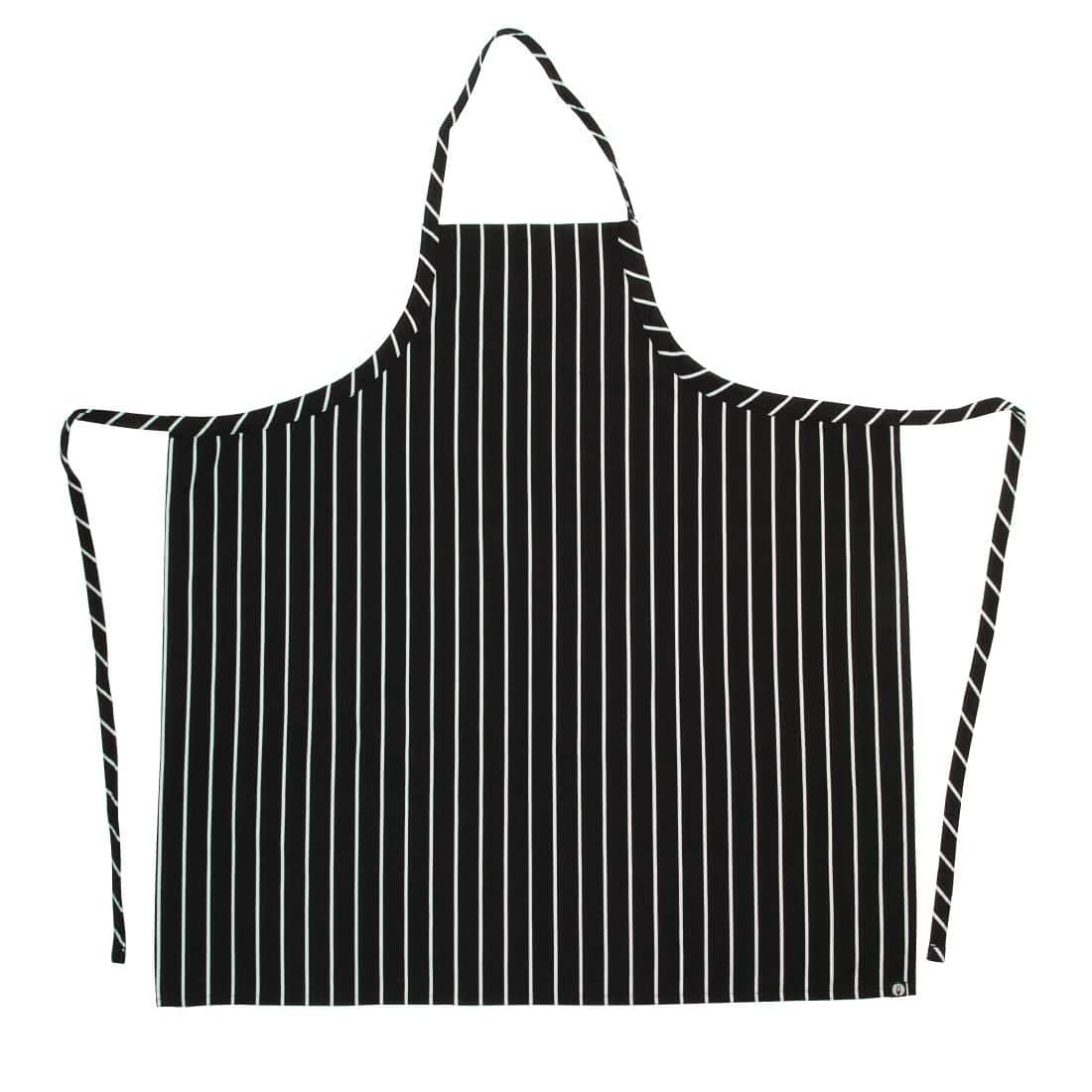 Chef Works Premium Woven Bib Apron Black and White Stripe - Image 8
