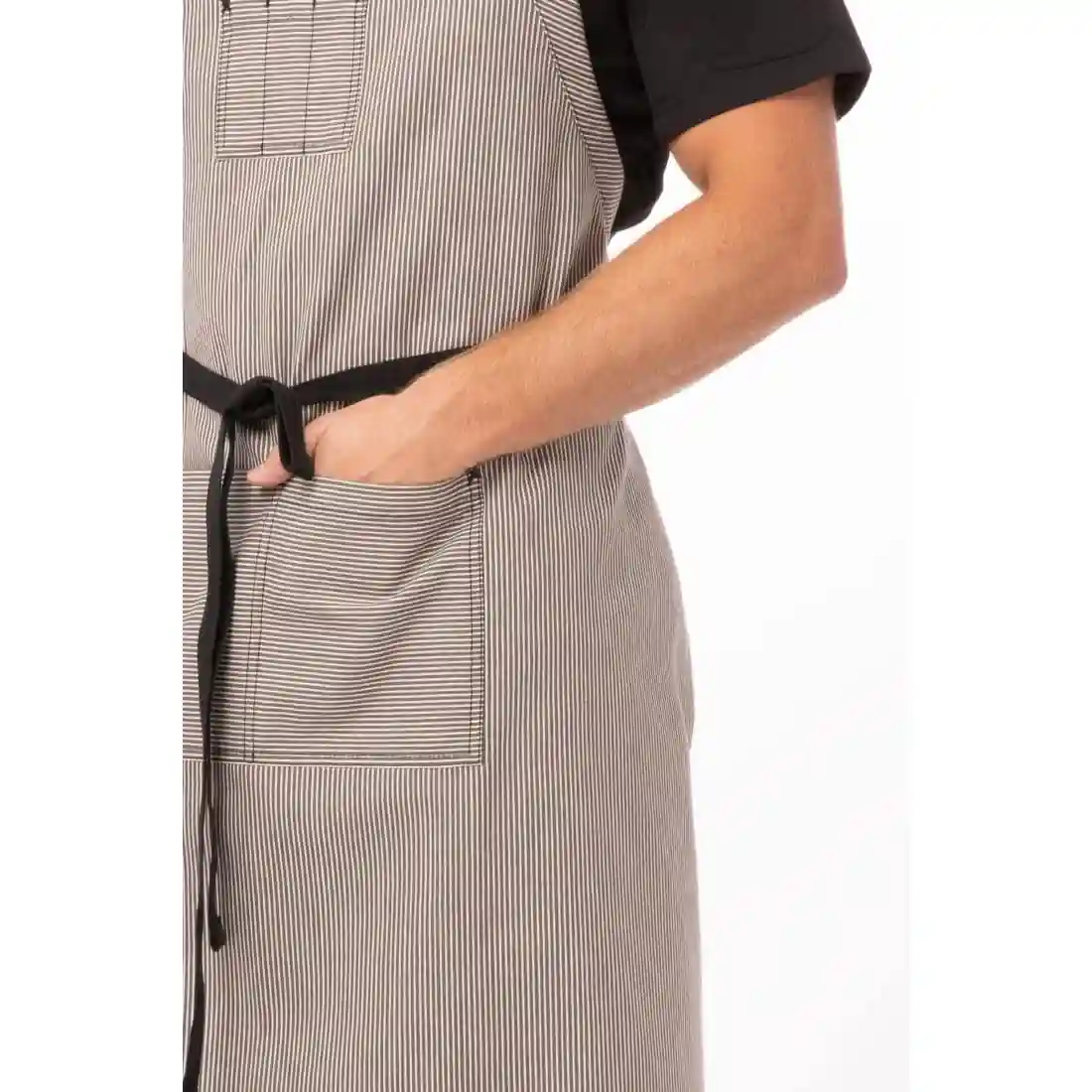 Chef Works Urban Portland Fine Stripe Bib Apron Grey - Image 3