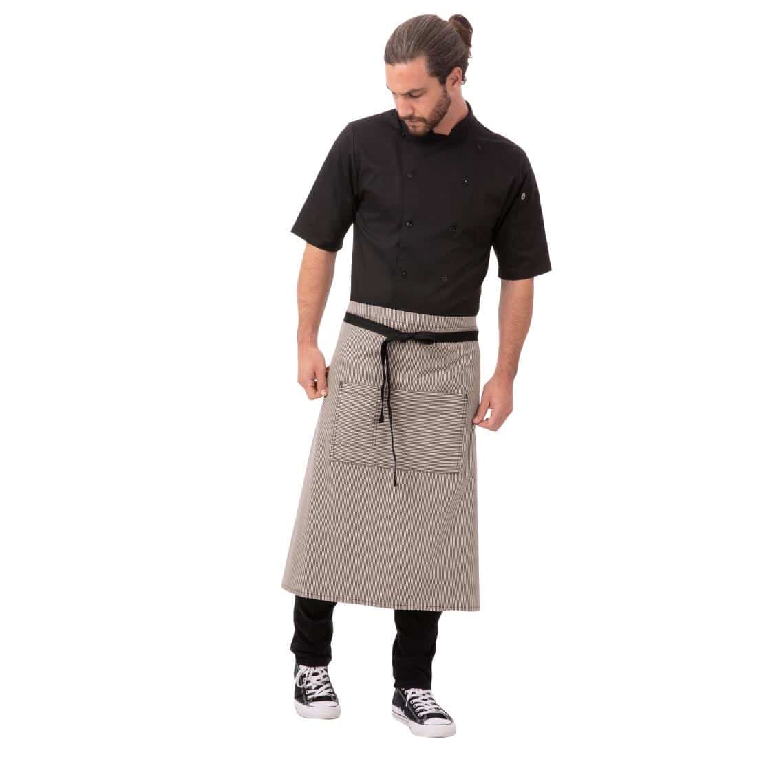 Chef Works Urban Portland Fine Stripe Bistro Apron Grey - Image 3