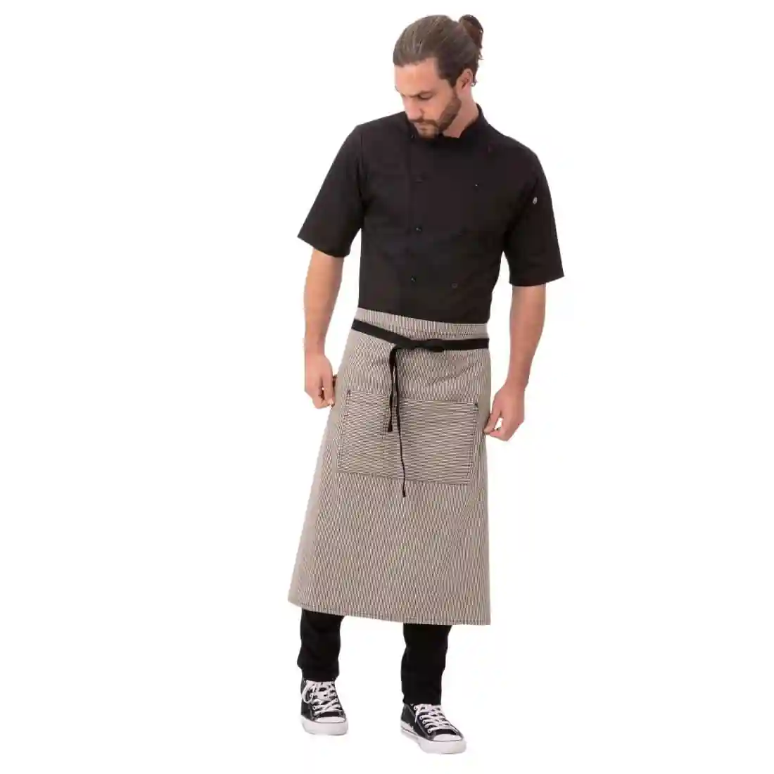 Chef Works Urban Portland Fine Stripe Bistro Apron Grey - Image 2