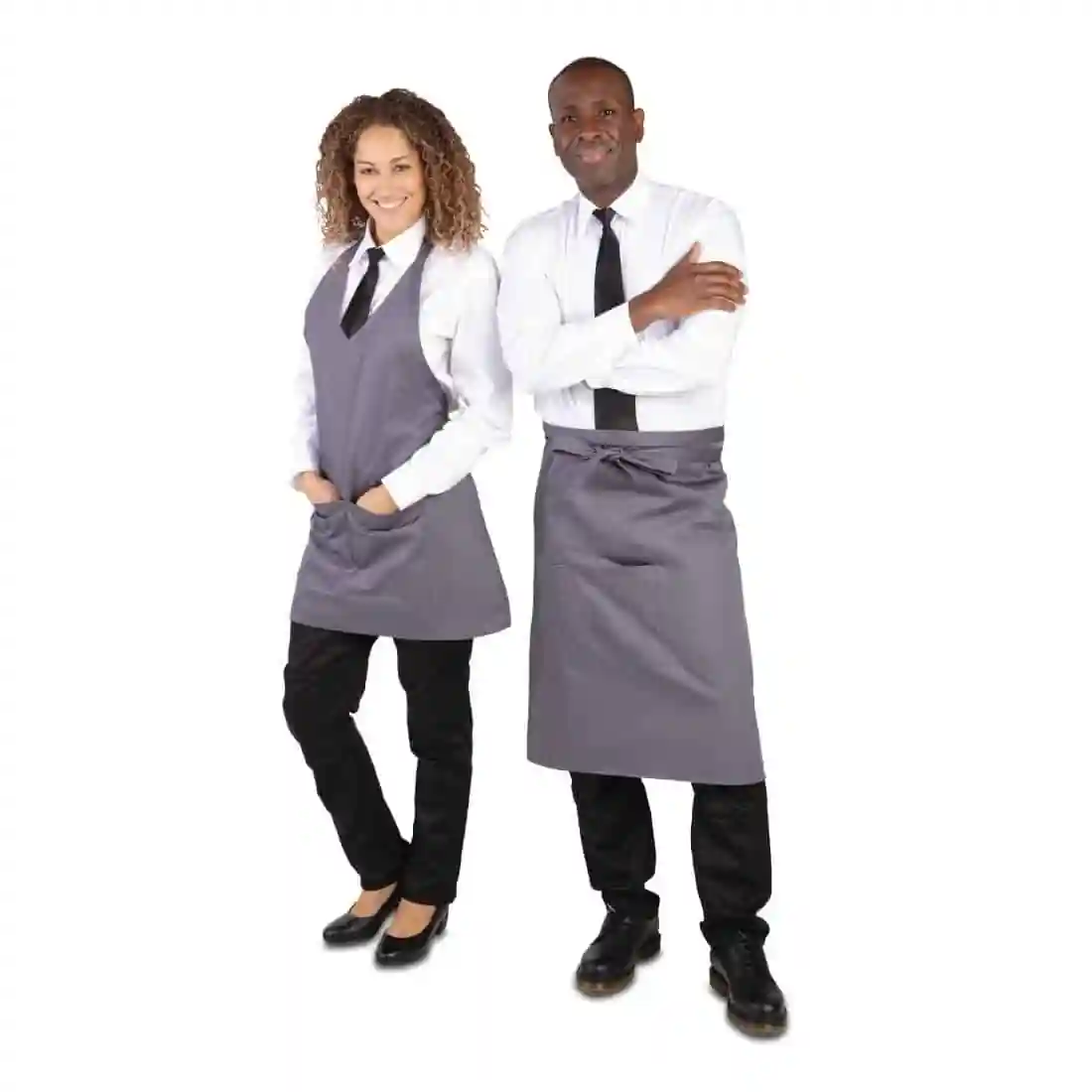 Whites V Neck Service Apron Charcoal