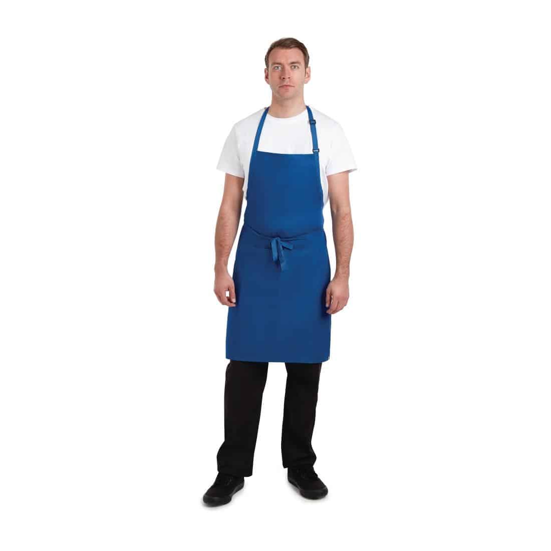 Chef Works Butchers Bib Apron Royal Blue - Image 3
