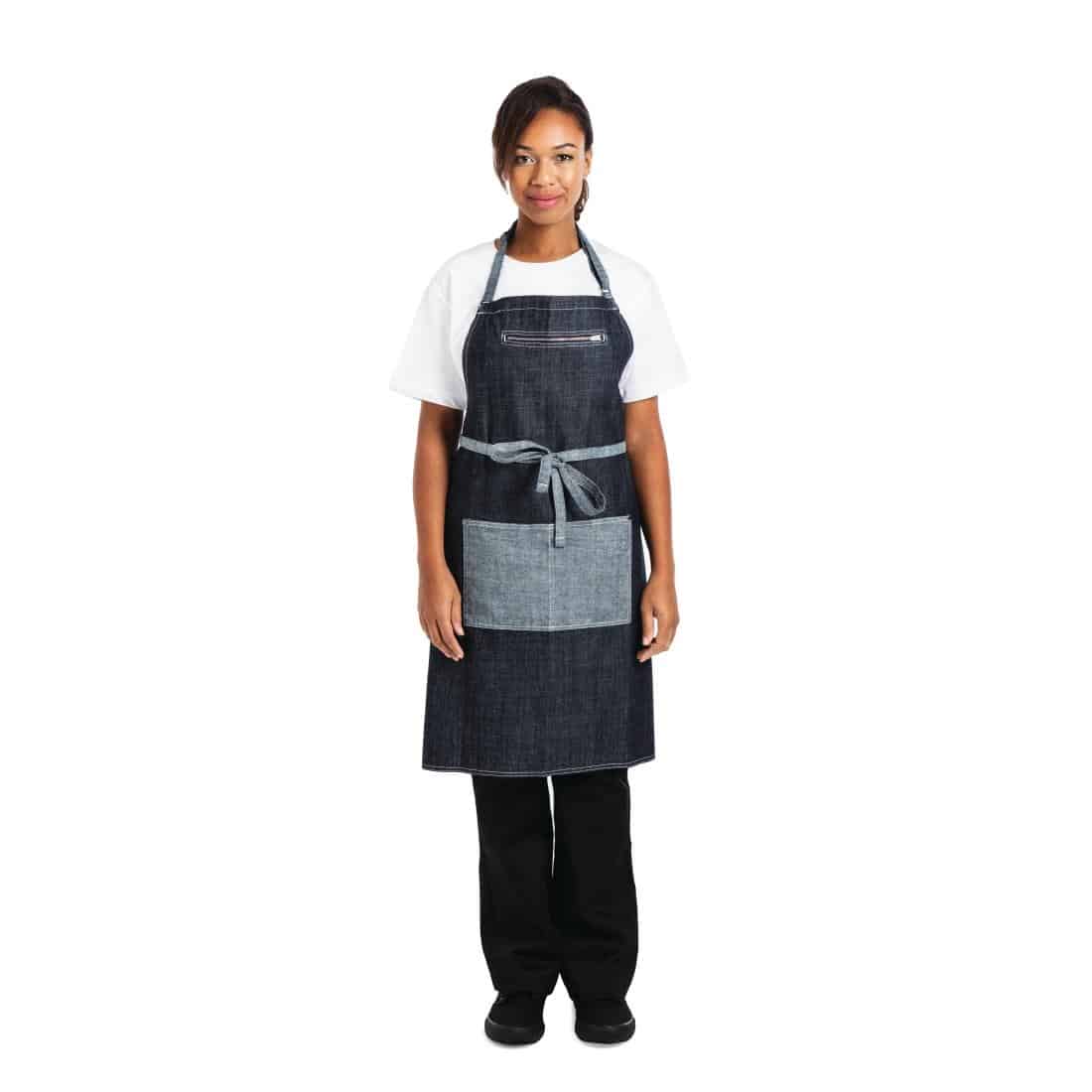 Chef Works Urban Manhattan Bib Apron Indigo - Image 4