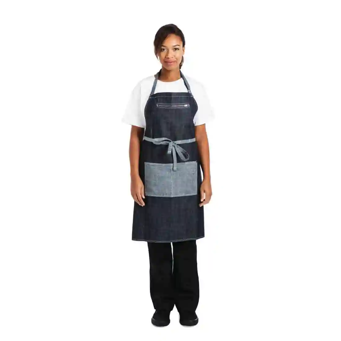 Chef Works Urban Manhattan Bib Apron Indigo - Image 3