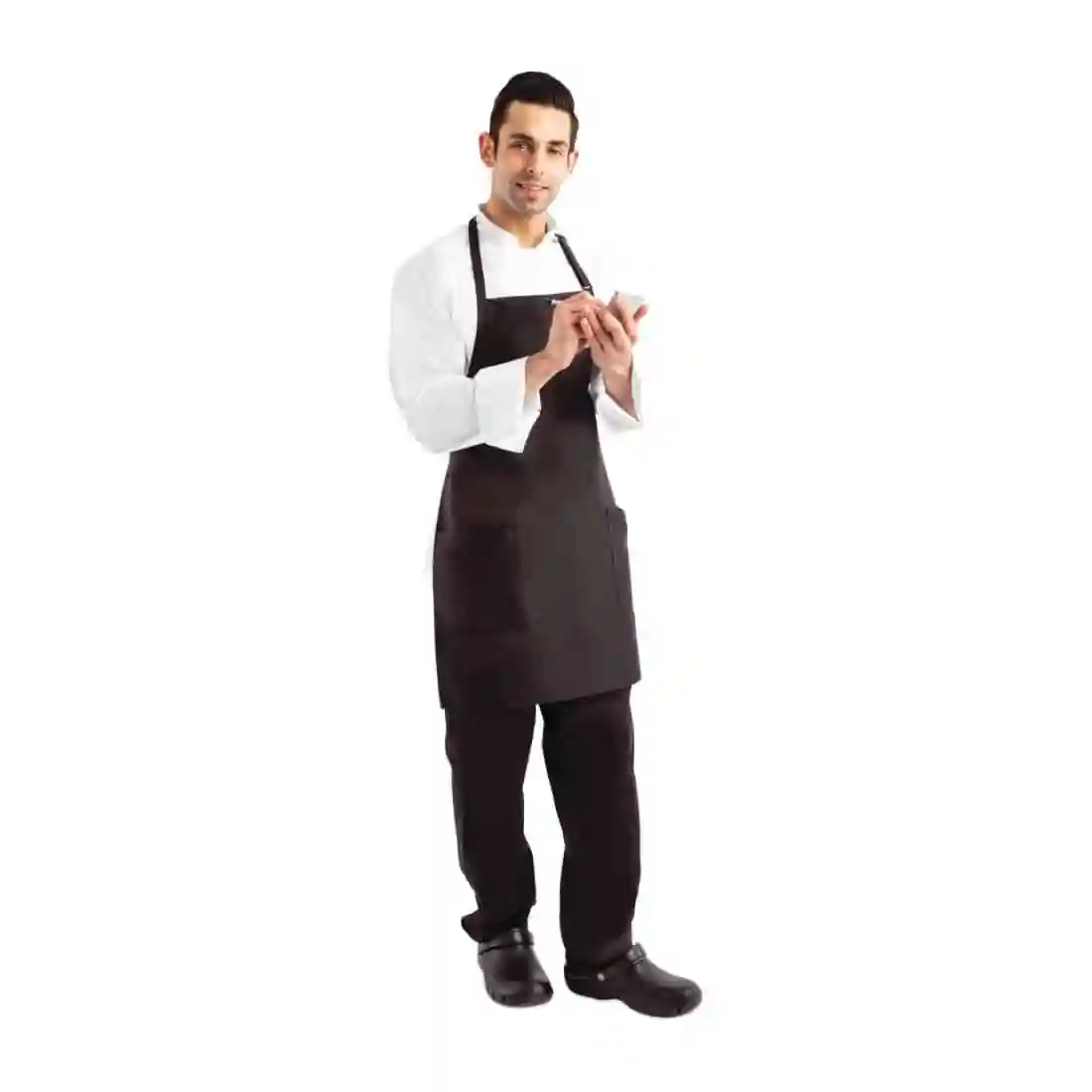 Chef Works Two Patch Pocket Bib Apron Black - Image 2