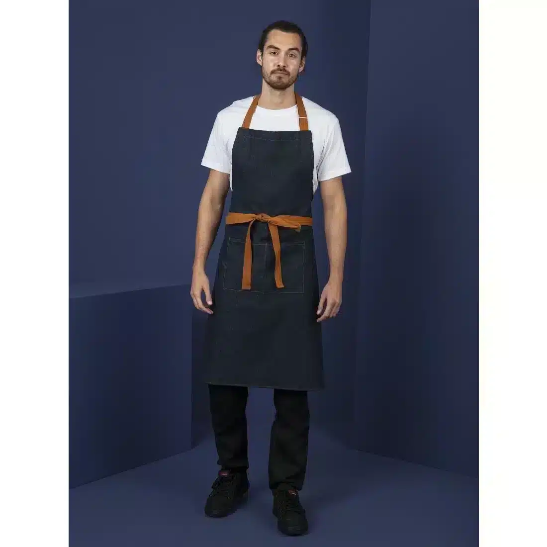 Southside Bistro Apron Denim-Blue With Tan Ties
