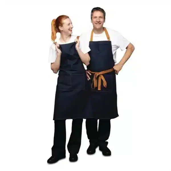Southside X-Cross Back Apron Denim Blue Tan Ties - Image 2