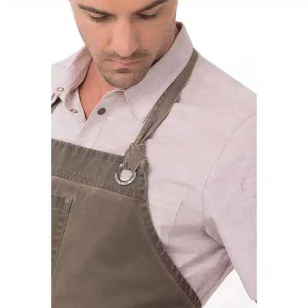 Chef Works Urban Dorset Antique Bib Apron Earth Brown - Image 3