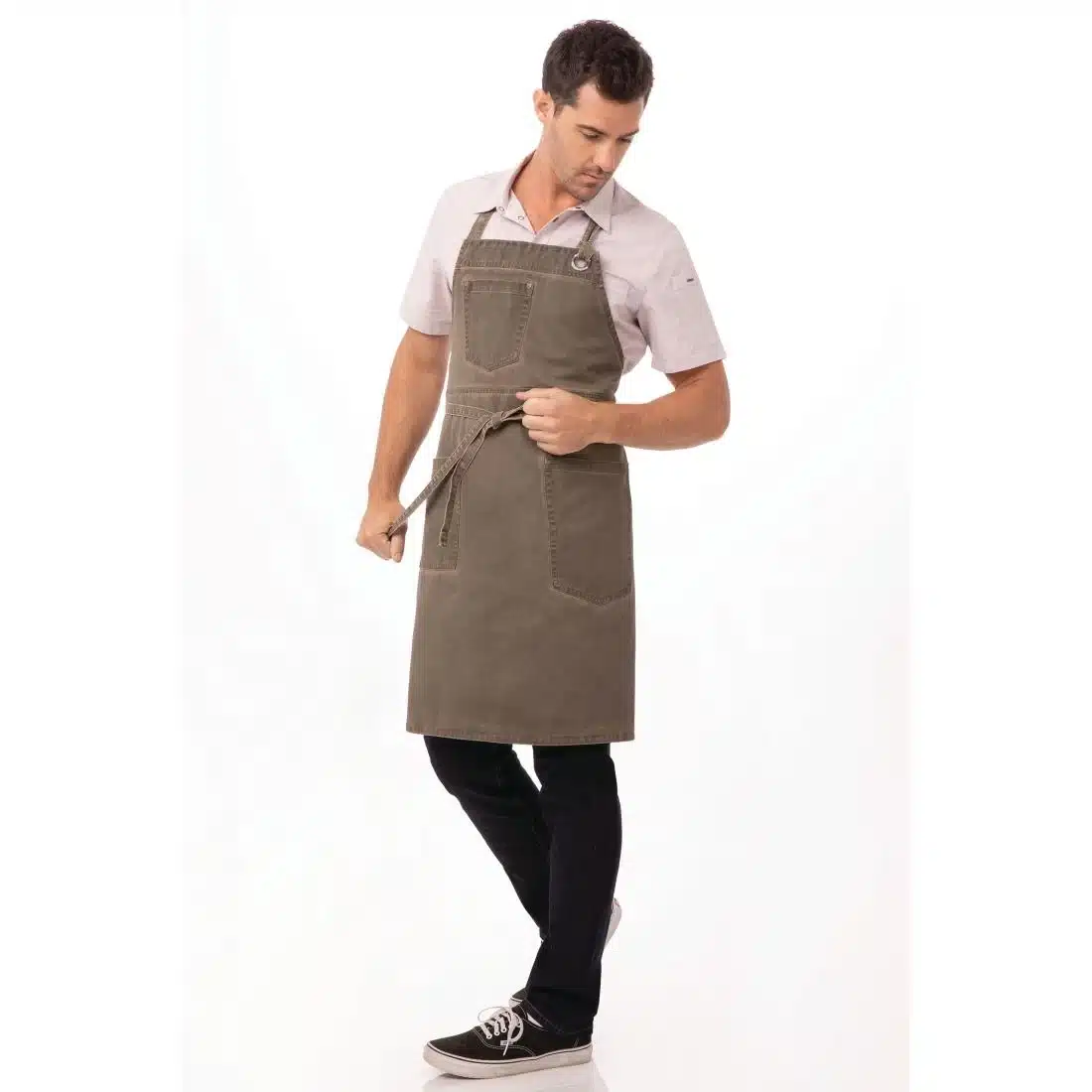 Chef Works Urban Dorset Antique Bib Apron Earth Brown - Image 6