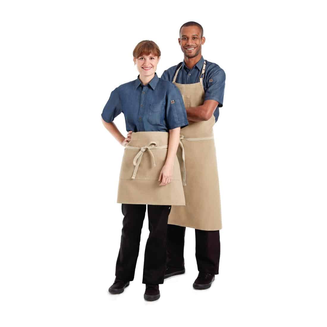 Chef Works Urban Austin Denim Bib Apron Natural - Image 5