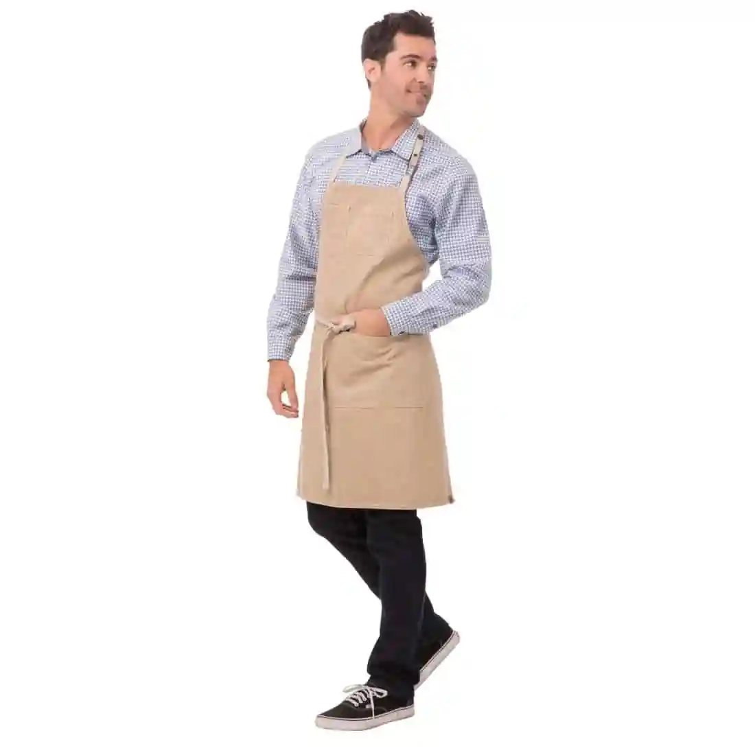 Chef Works Urban Austin Denim Bib Apron Natural - Image 5