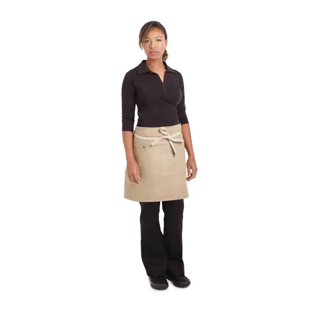 Chef Works Urban Austin Denim Half Bistro Apron Natural - Image 4