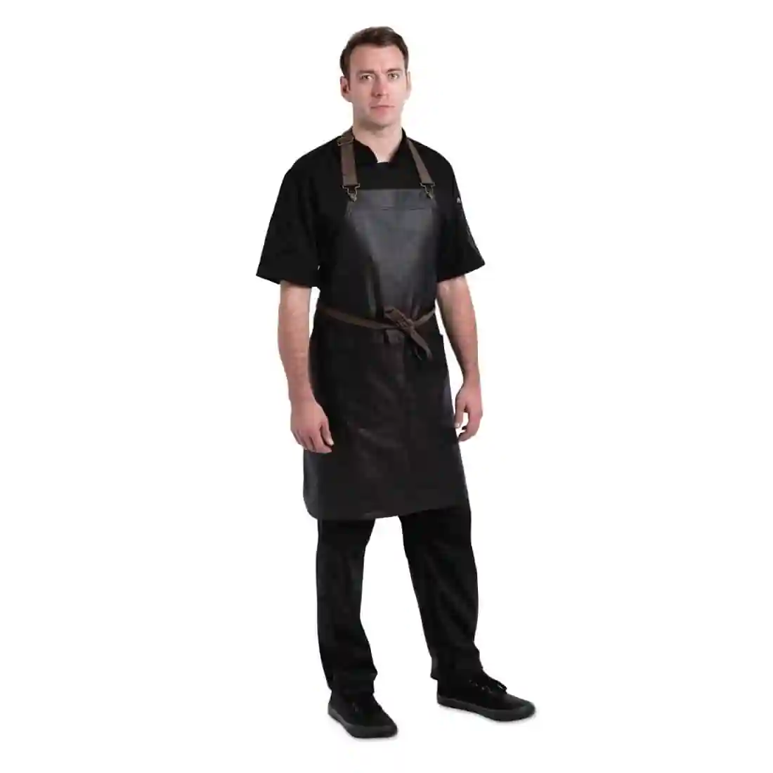 Chef Works Urban Wet Look Boulder Bib Apron Black and Brown - Image 5