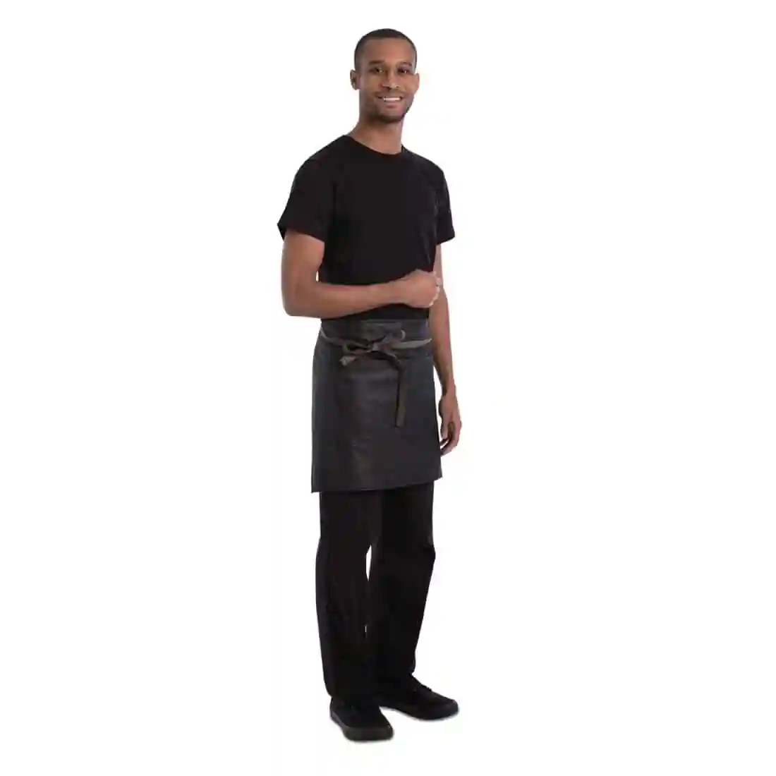 Chef Works Urban Wet Look Boulder Half Bistro Apron Black and Brown - Image 3