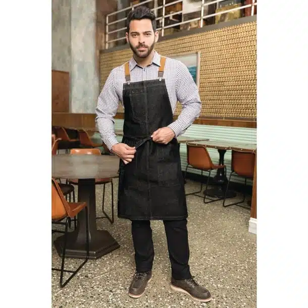 Chef Works Urban Berkeley Denim Brace Bib Apron Black