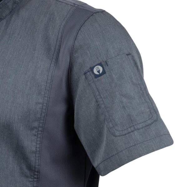 Chef Works Unisex Springfield Lightweight Short Sleeve Zipper Coat Ink Blue - Image 12