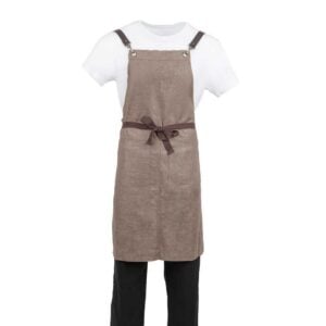 Southside Linen Blend Bib Apron Chocolate