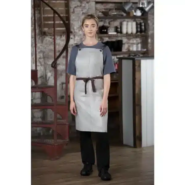 Southside Linen Blend Bib Apron Grey - Image 9