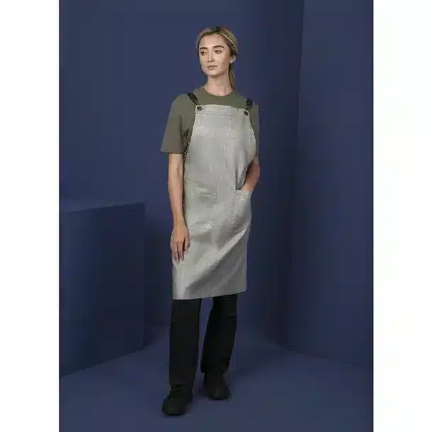 Southside Linen Blend Bib Apron Grey