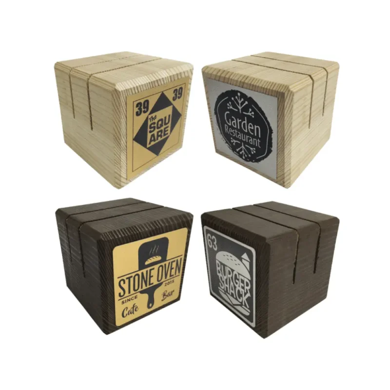 Branded Wooden Block Menu Holder - Smart Hospitality Supplies