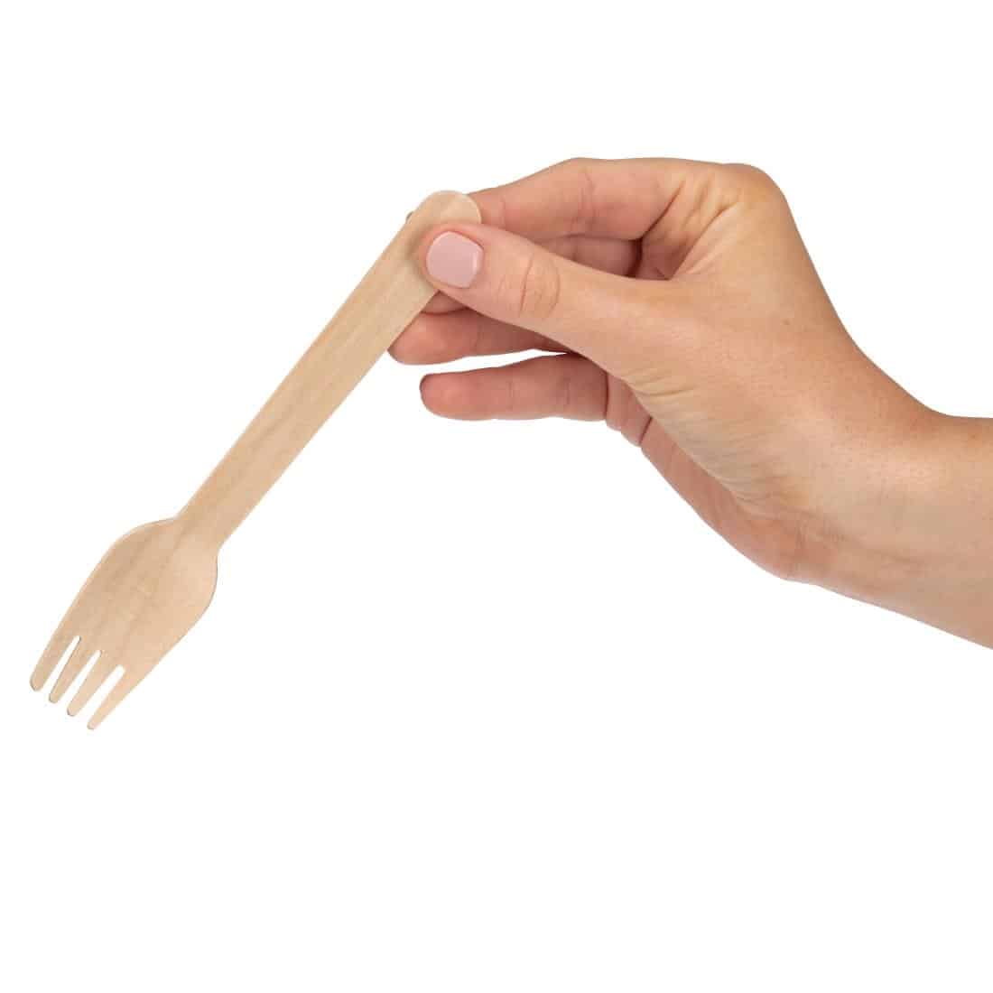Fiesta Compostable Disposable Wooden Forks (Pack of 100) - Image 4