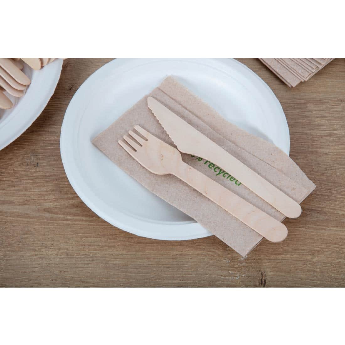 Fiesta Compostable Disposable Wooden Forks (Pack of 100) - Image 9