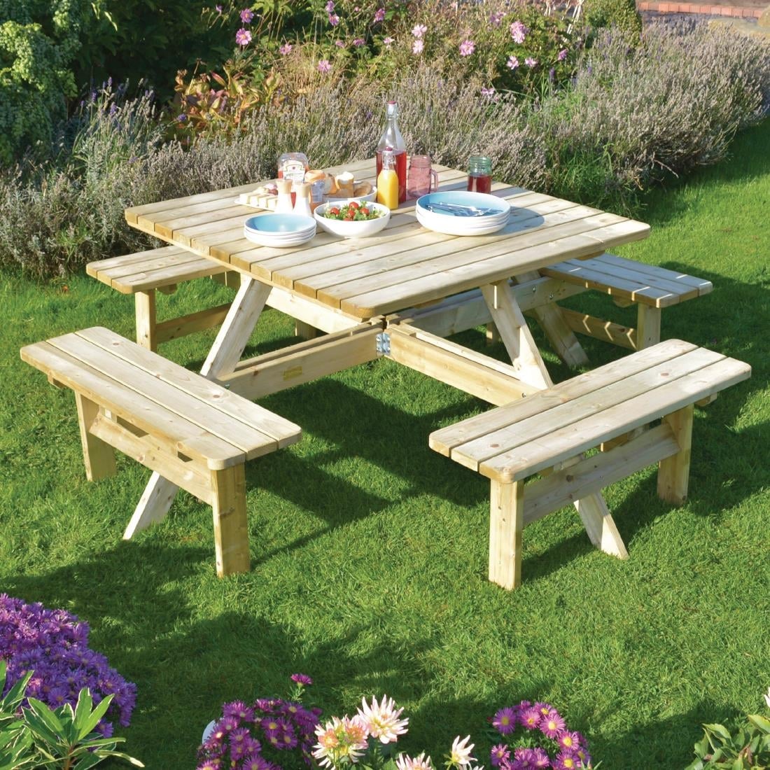 Rowlinson Square Wooden Picnic Table 6.5ft - Image 4