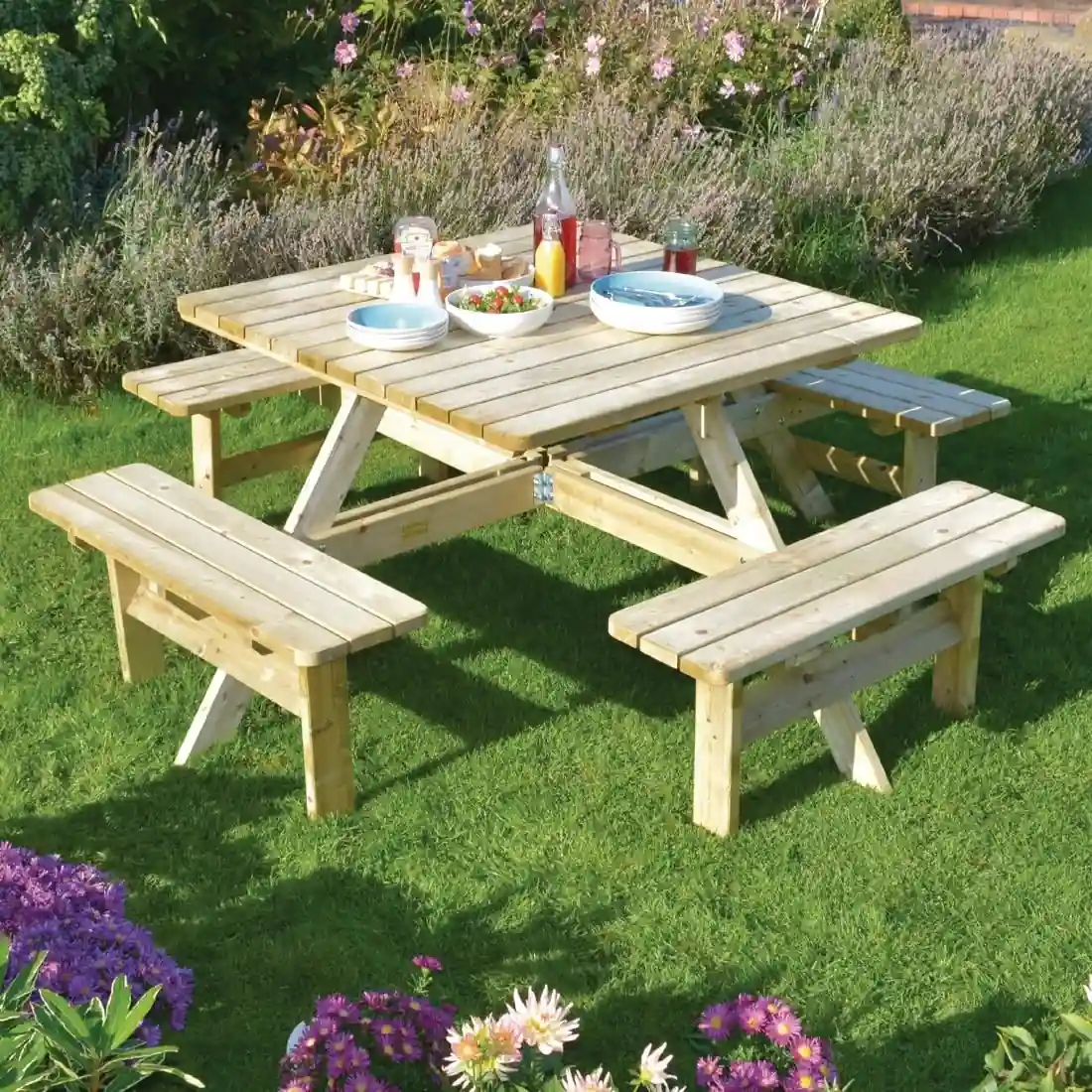 Rowlinson Square Wooden Picnic Table 6.5ft - Image 3