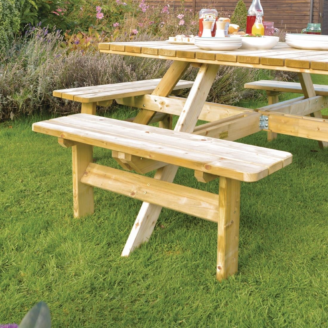 Rowlinson Square Wooden Picnic Table 6.5ft - Image 5