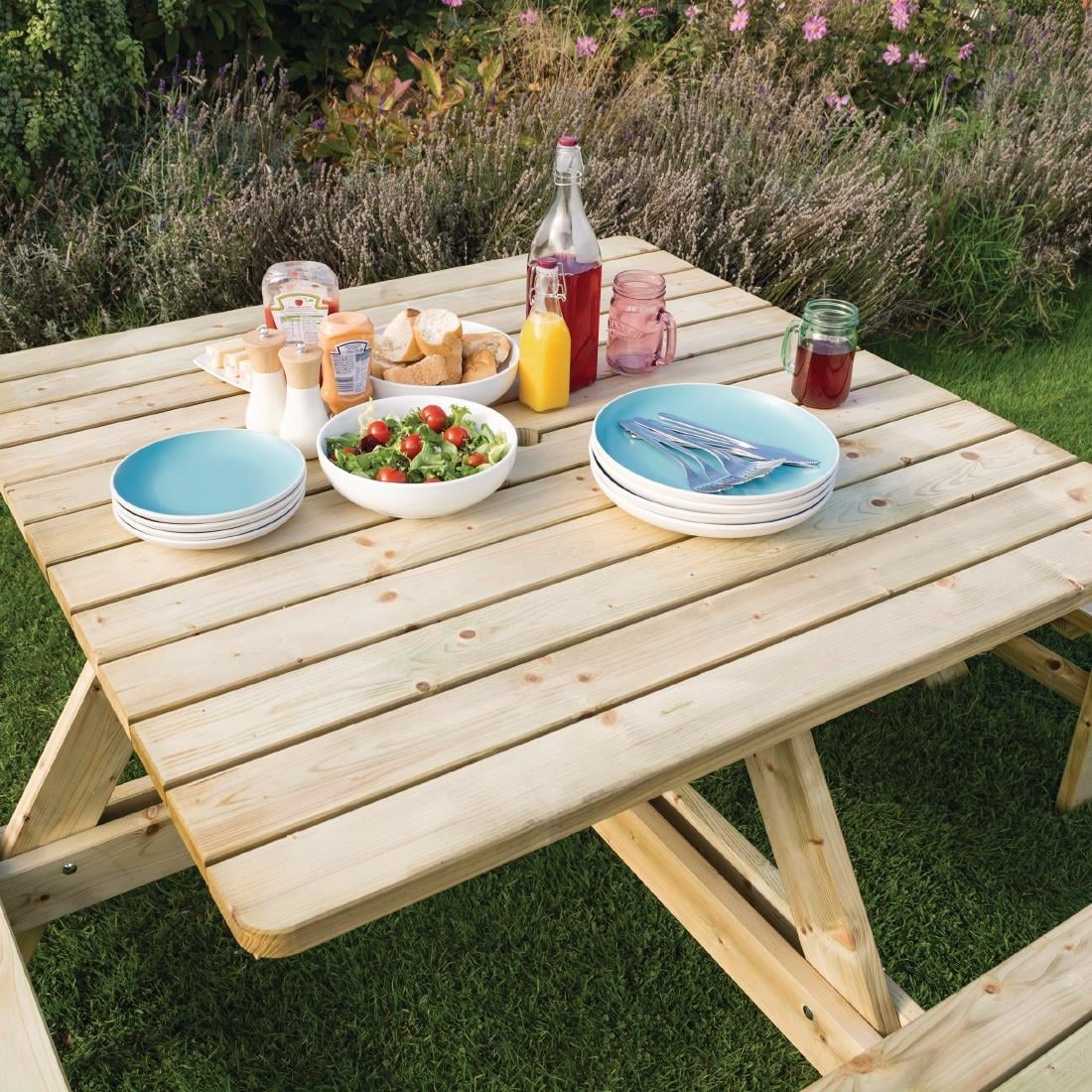 Rowlinson Square Wooden Picnic Table 6.5ft - Image 7