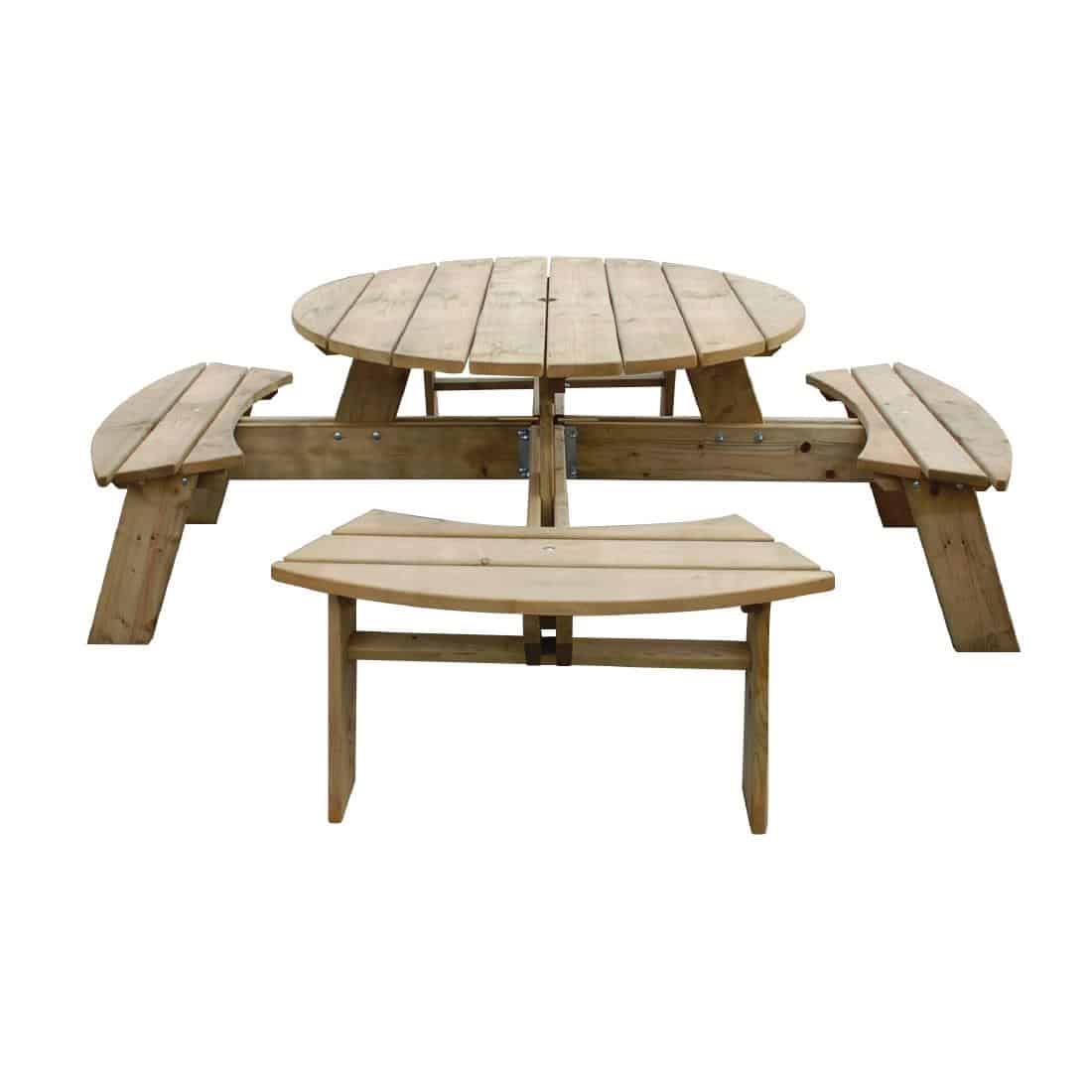 Rowlinson Round Wooden Picnic Table 6.5ft - Image 3