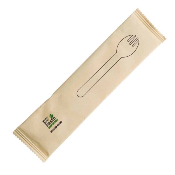 Fiesta Compostable Individually Wrapped Wooden Sporks (Pack of 500) - Image 3