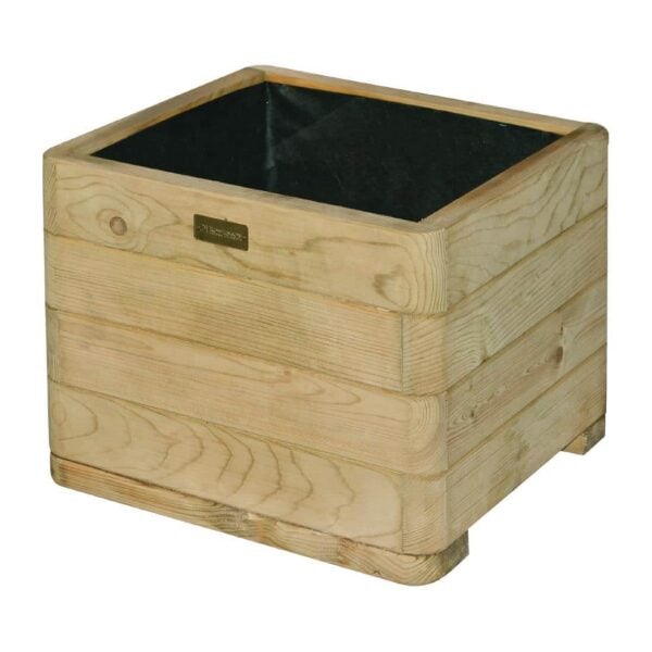 Rowlinson Marberry Layer Square Wooden Planter 50cm - Image 2