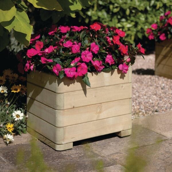 Rowlinson Marberry Layer Square Wooden Planter 50cm - Image 4