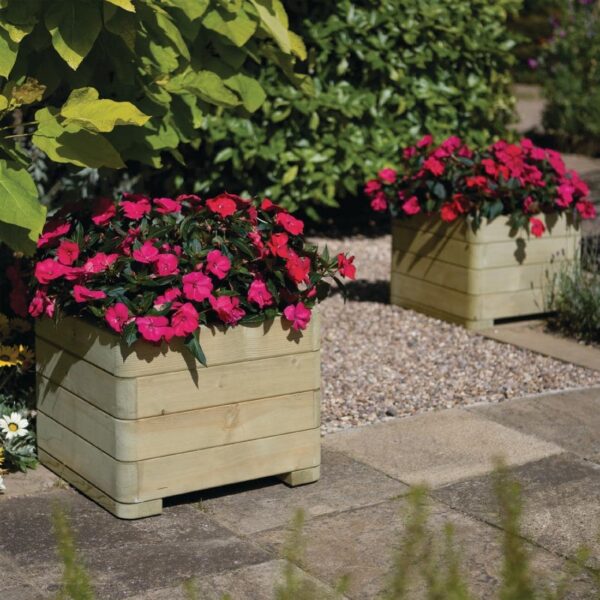 Rowlinson Marberry Layer Square Wooden Planter 50cm - Image 5