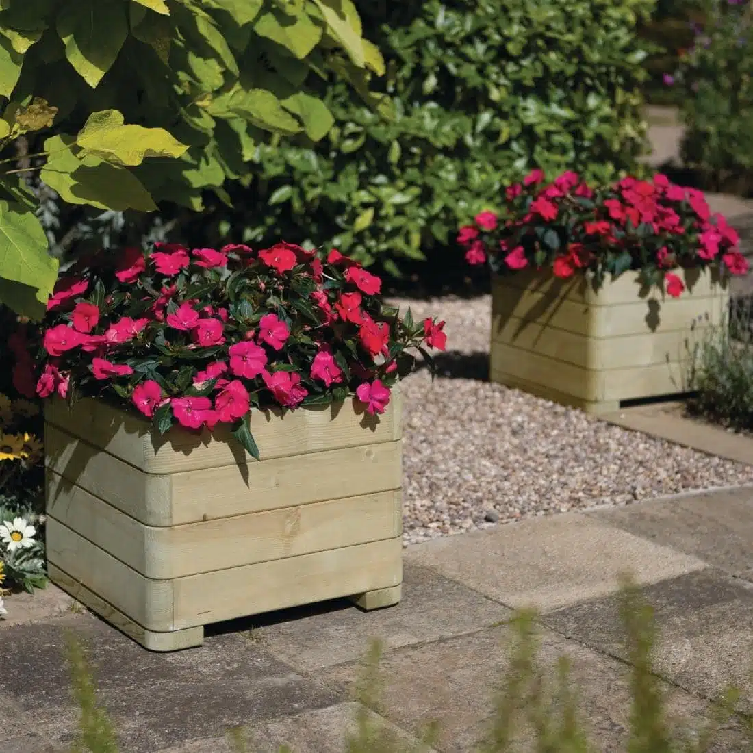 Rowlinson Marberry Layer Square Wooden Planter 50cm - Image 4