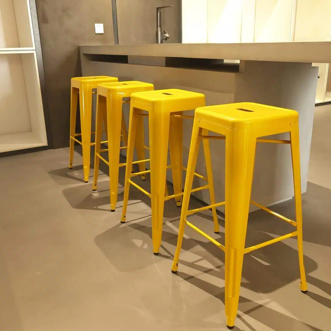 Bolero Bistro Yellow Steel High Stool (Pack of 4) - Image 5