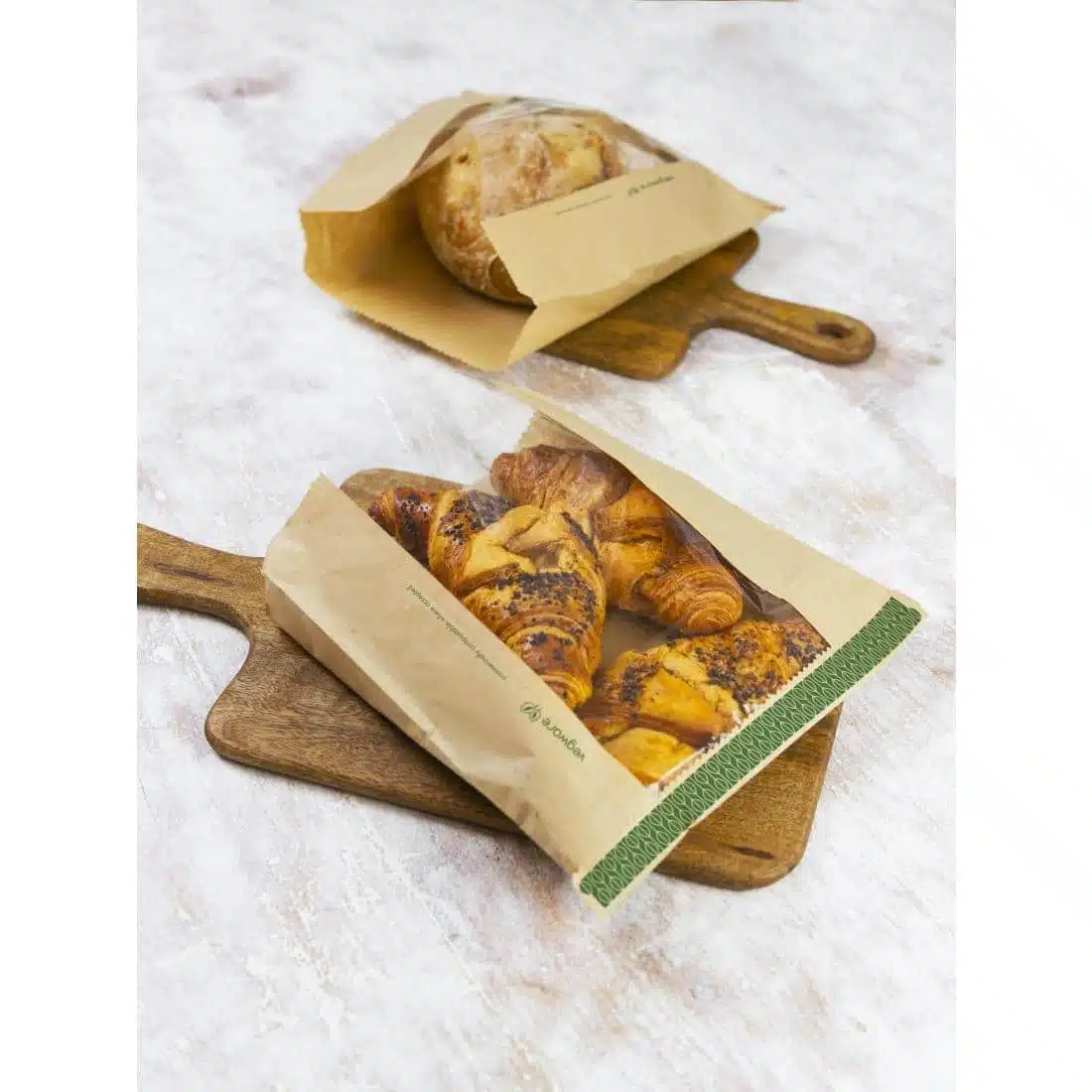 Vegware Kraft Large Sandwich/Cookie Bag with PLA Window 10"x10" (Pack of 1000) - Image 2