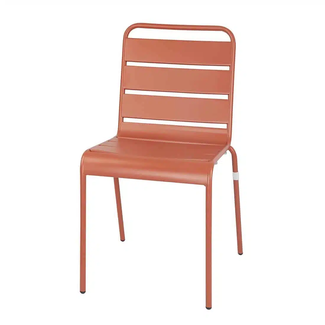 Bolero Terracotta Slatted Steel Side Chairs (Pack of 4) - Image 1
