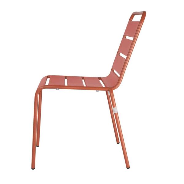 Bolero Terracotta Slatted Steel Side Chairs (Pack of 4) - Image 2