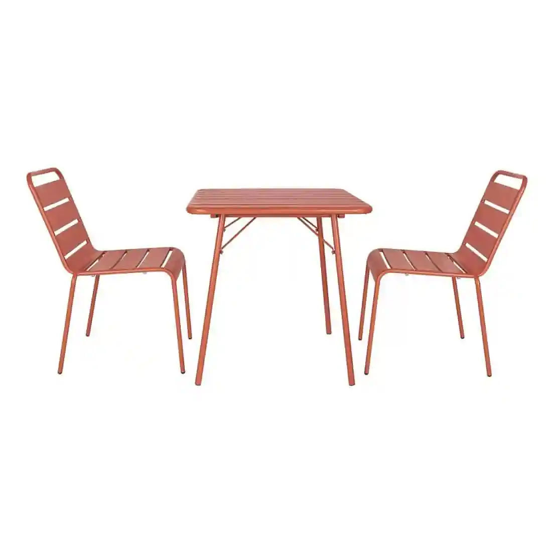 Bolero Terracotta Slatted Steel Side Chairs (Pack of 4) - Image 6