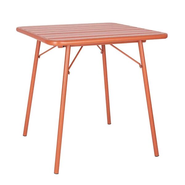Bolero Terracotta Square Slatted Steel Table - 700mm - Image 2