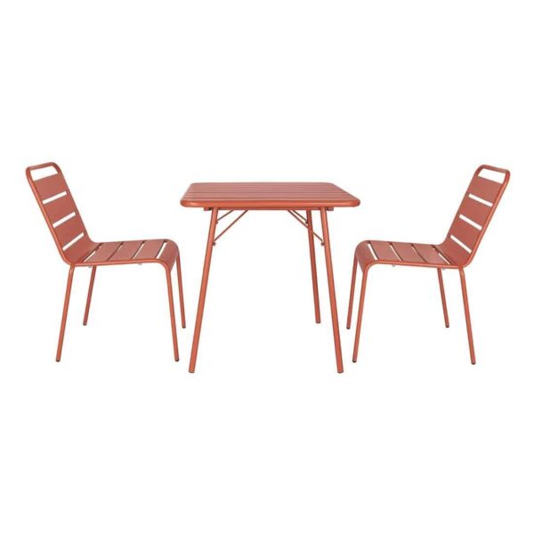 Bolero Terracotta Square Slatted Steel Table - 700mm - Image 4