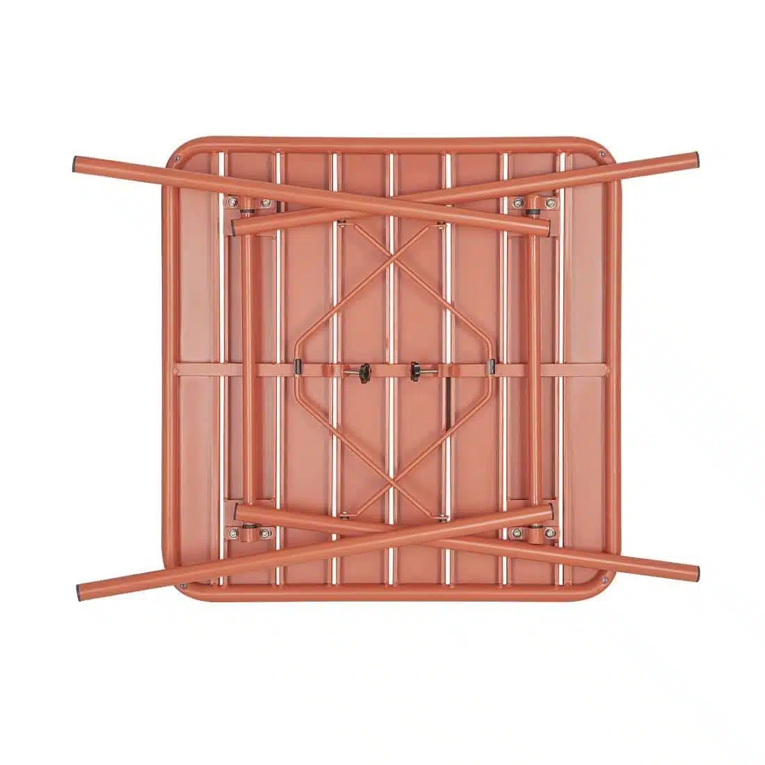 Bolero Terracotta Square Slatted Steel Table - 700mm - Image 4